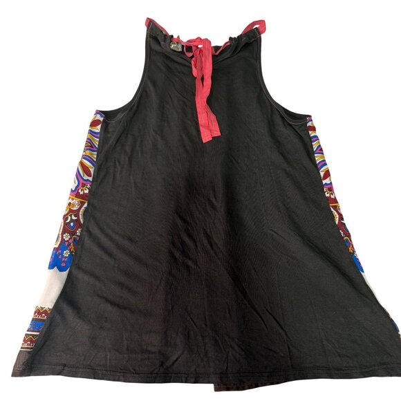 Anthropologie One September XS Sleeveless Beaded Front Boho Tank Tunic Top Black - Picture 6 of 6